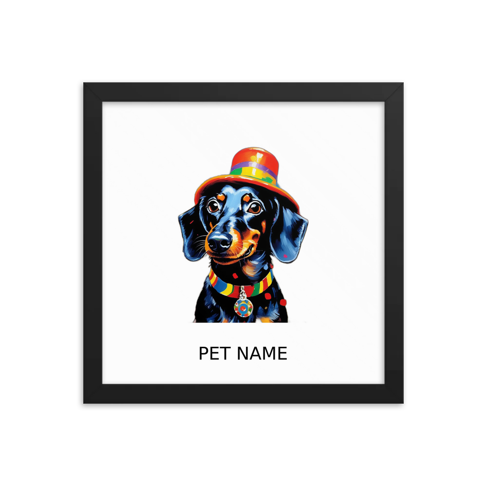 PugMug Custom Black Dachshund Framed Print with Your Pet’s Name