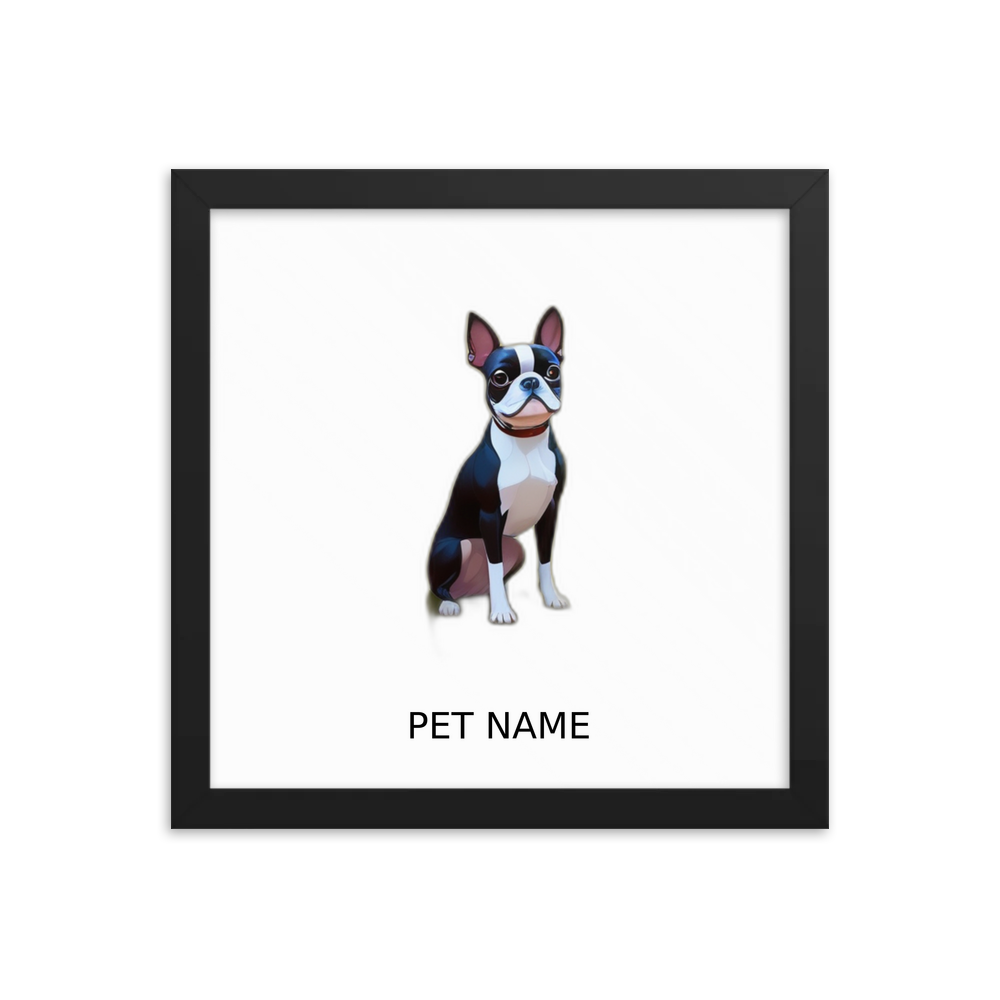 PugMug Custom Boston Terrier Framed Print with Your Pet’s Name