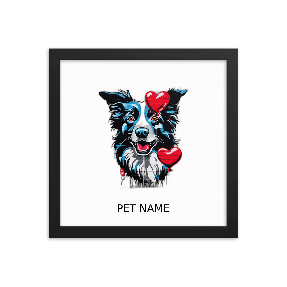 PugMug Custom Border Collie Framed Print with Your Pet’s Name