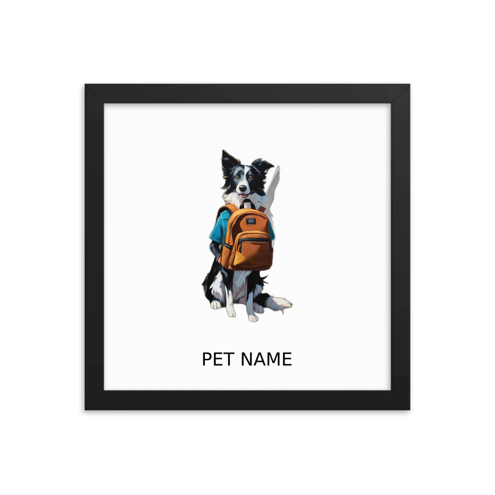 PugMug Custom Border Collie Framed Print with Your Pet’s Name