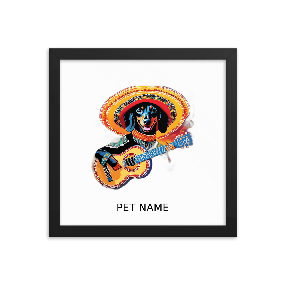 PugMug Custom Black Dachshund Framed Print with Your Pet’s Name