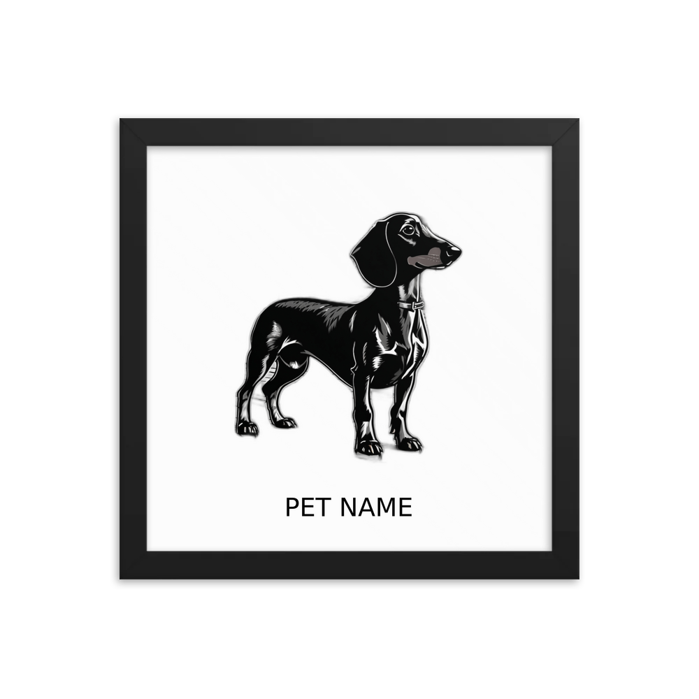 PugMug Custom Black Dachshund Framed Print with Your Pet’s Name
