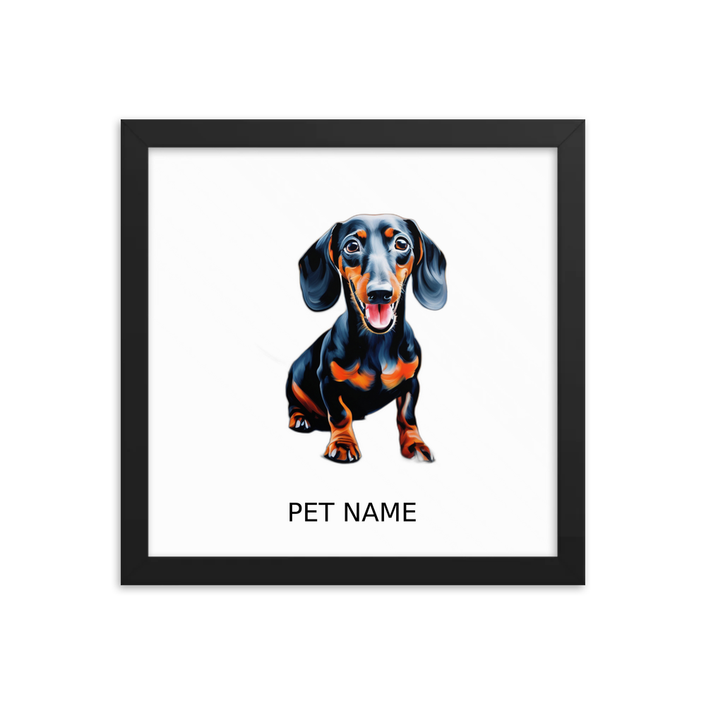 PugMug Custom Black Dachshund Framed Print with Your Pet’s Name
