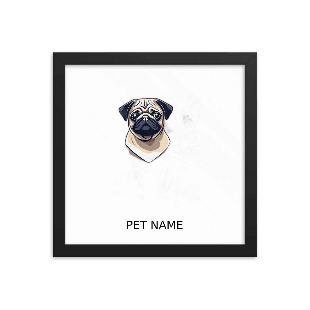 PugMug Custom Pug Framed Print with Your Pet’s Name