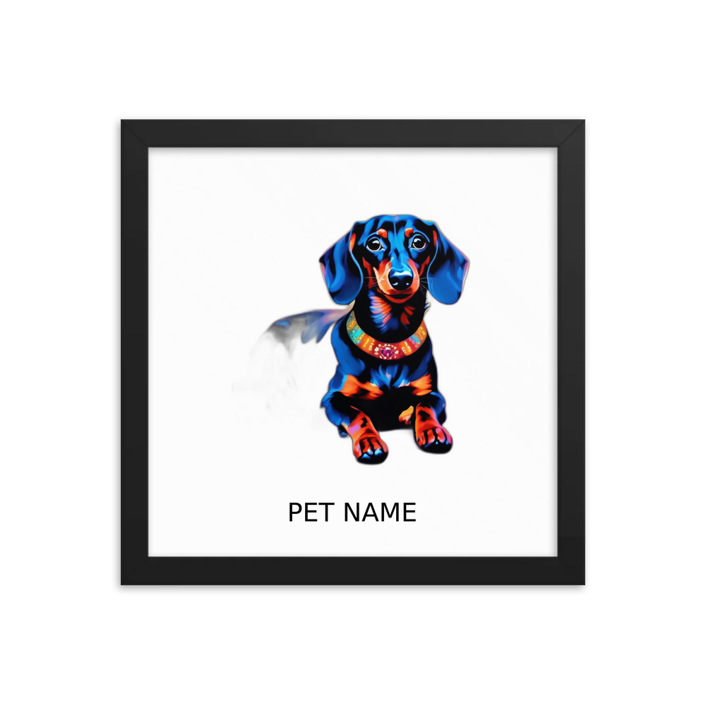 PugMug Custom Black Dachshund Framed Print with Your Pet’s Name