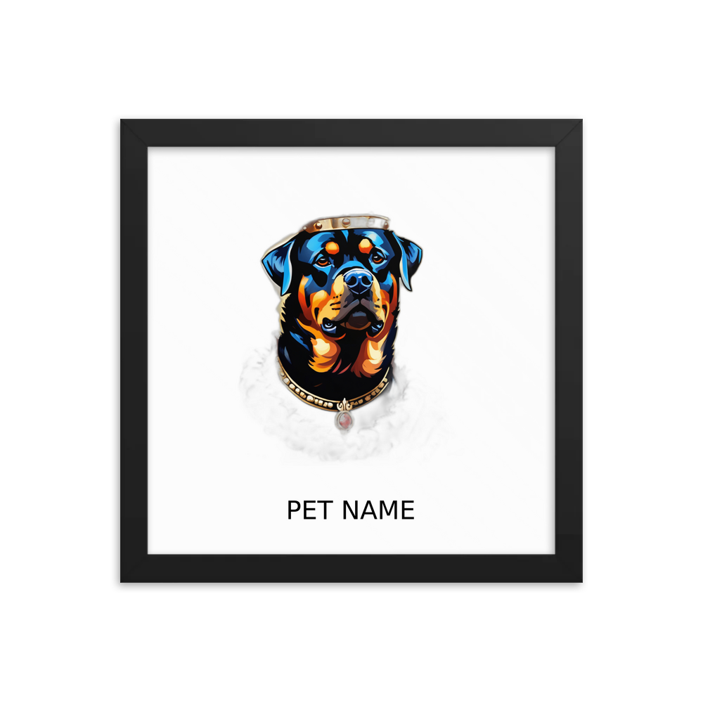 PugMug Custom Rottweiler Framed Print with Your Pet’s Name