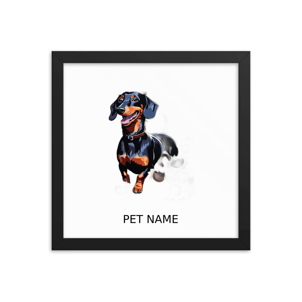 PugMug Custom Black Dachshund Framed Print with Your Pet’s Name