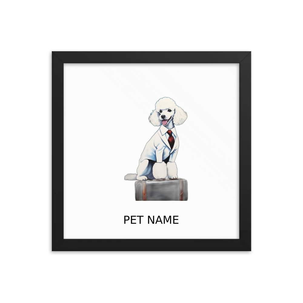 PugMug Custom White Poodle Framed Print with Your Pet’s Name