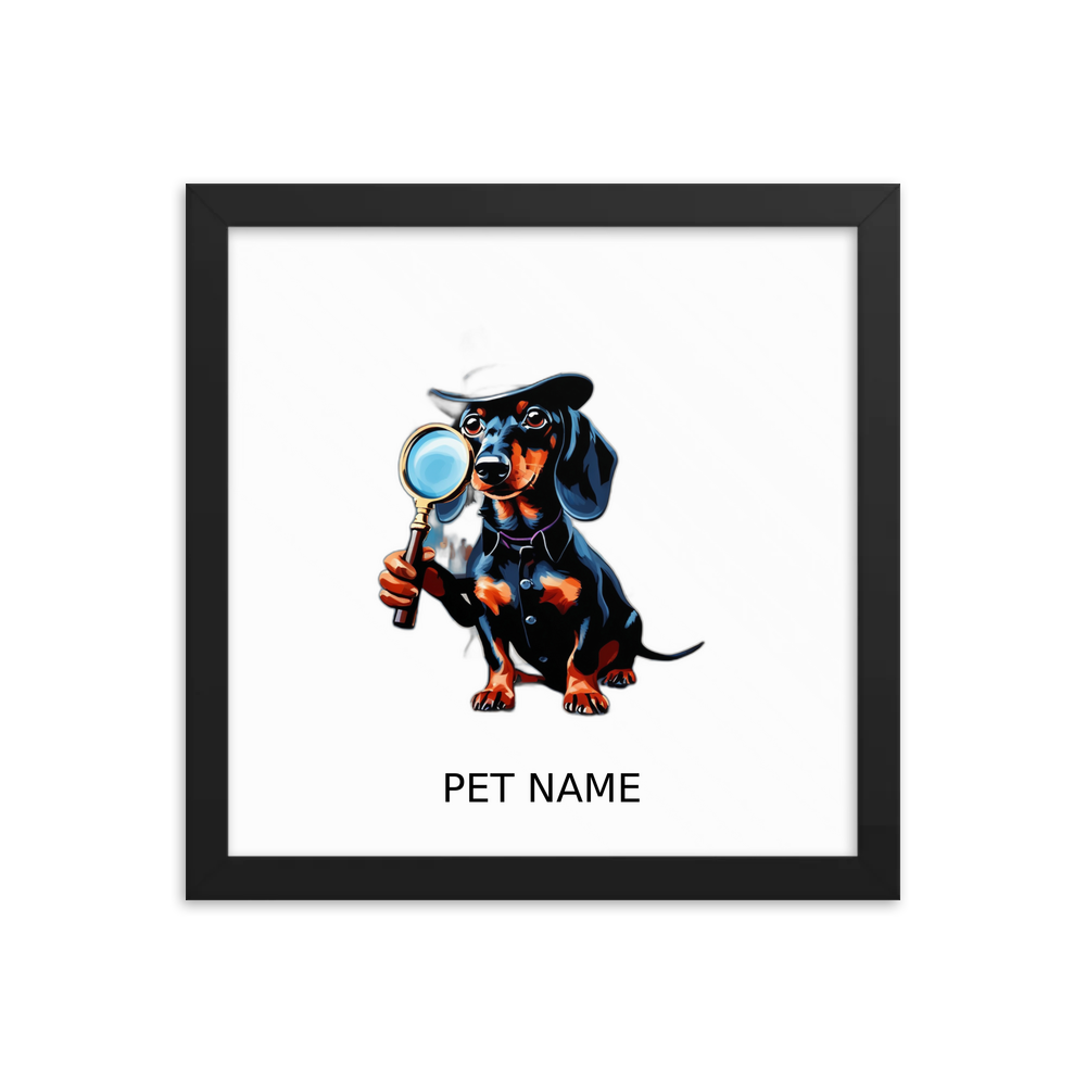 PugMug Custom Black Dachshund Framed Print with Your Pet’s Name