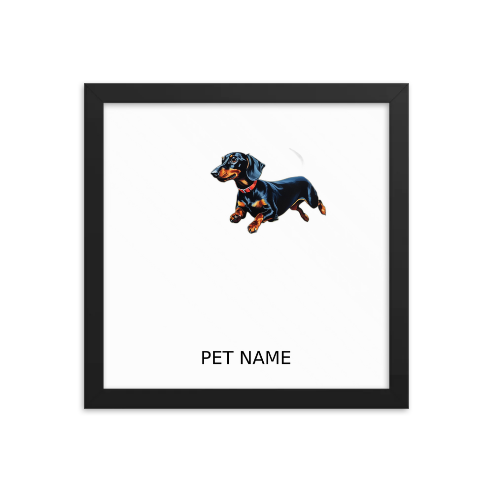 PugMug Custom Black Dachshund Framed Print with Your Pet’s Name