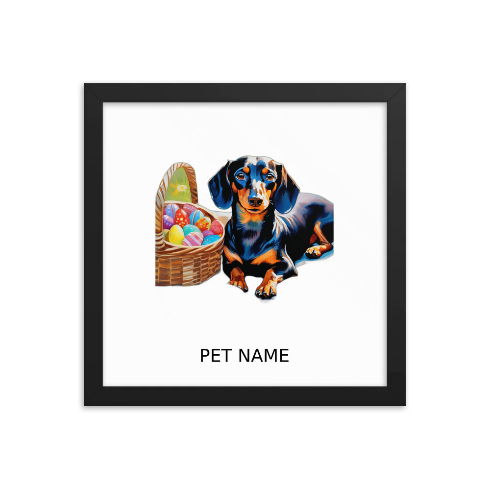 PugMug Custom Tan Dachshund Framed Print with Your Pet’s Name