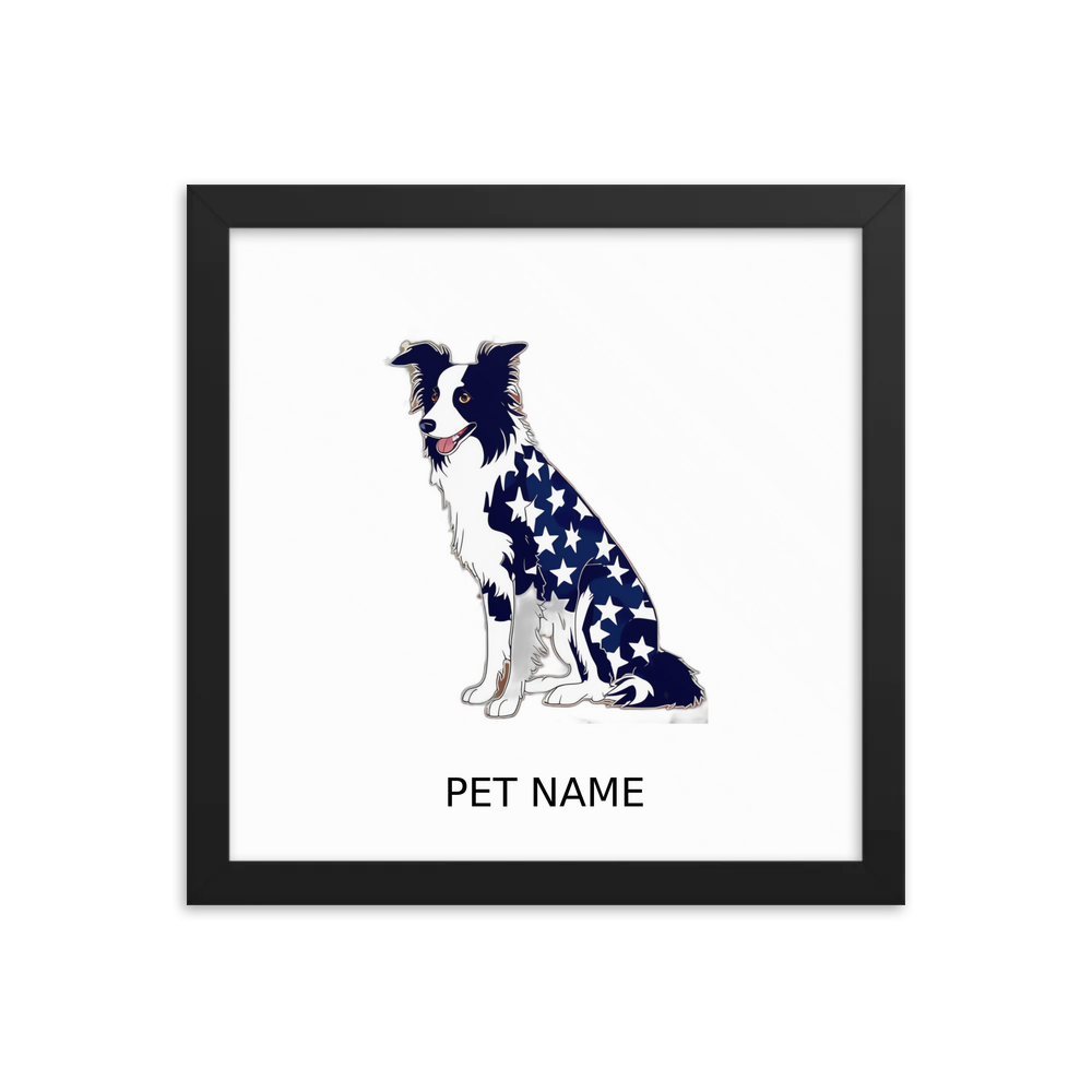 PugMug Custom Border Collie Framed Print with Your Pet’s Name