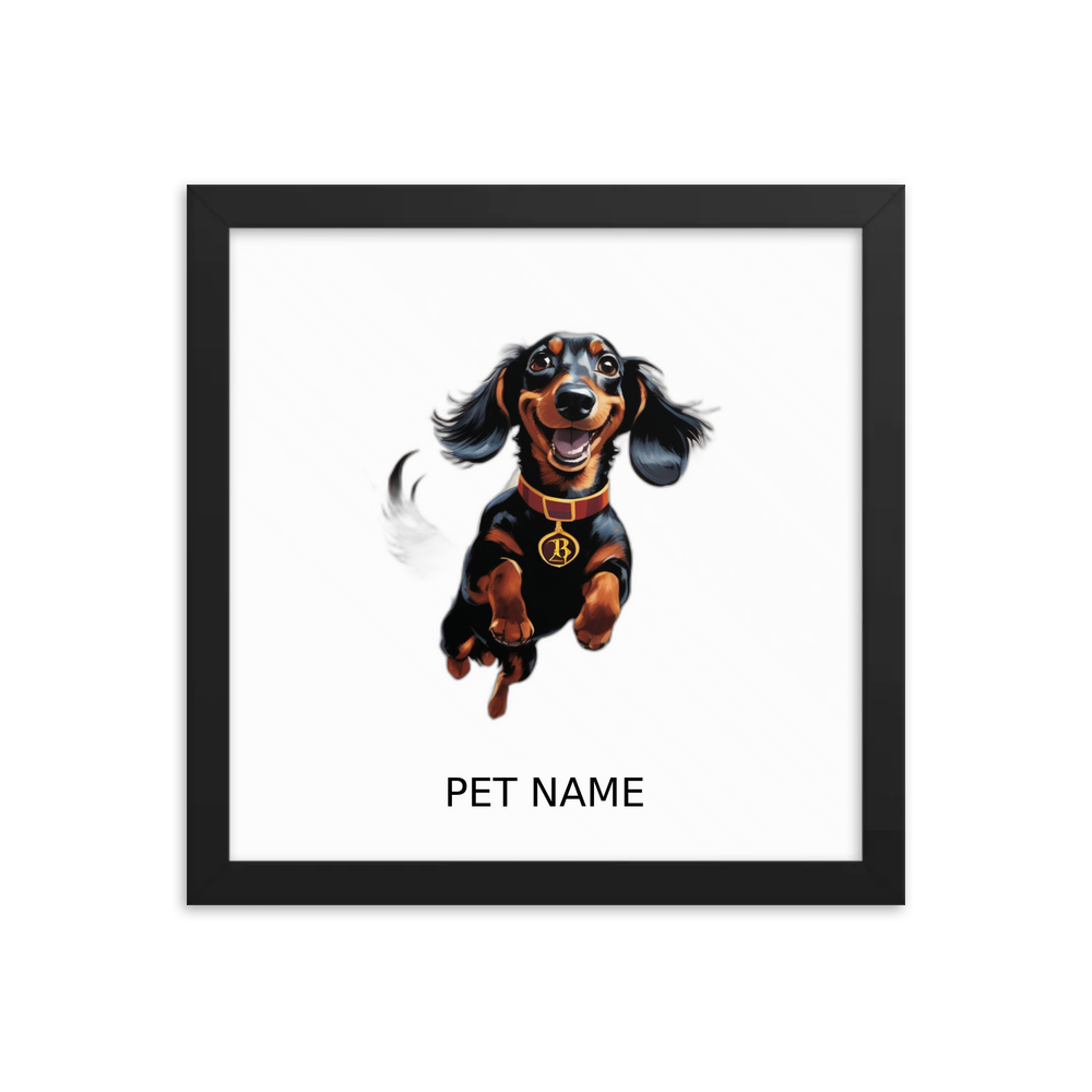PugMug Custom Black Dachshund Framed Print with Your Pet’s Name