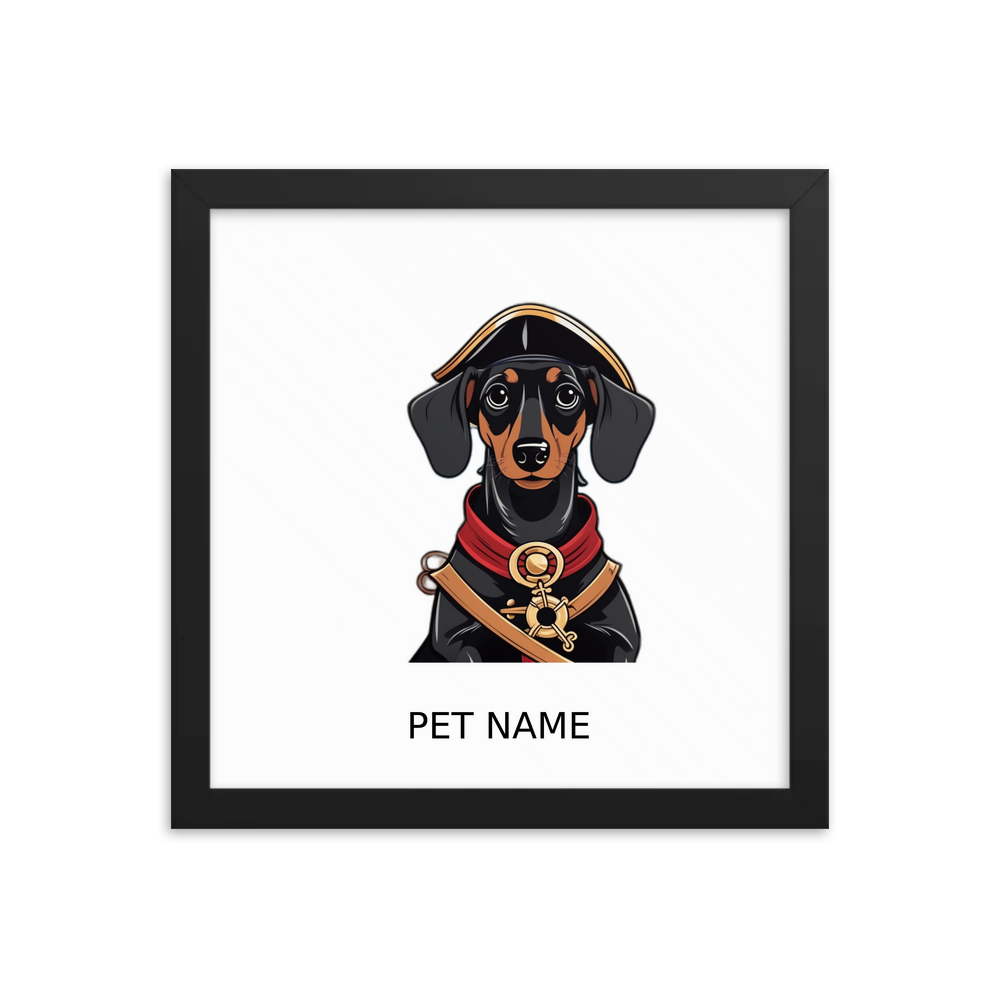 PugMug Custom Black Dachshund Framed Print with Your Pet’s Name