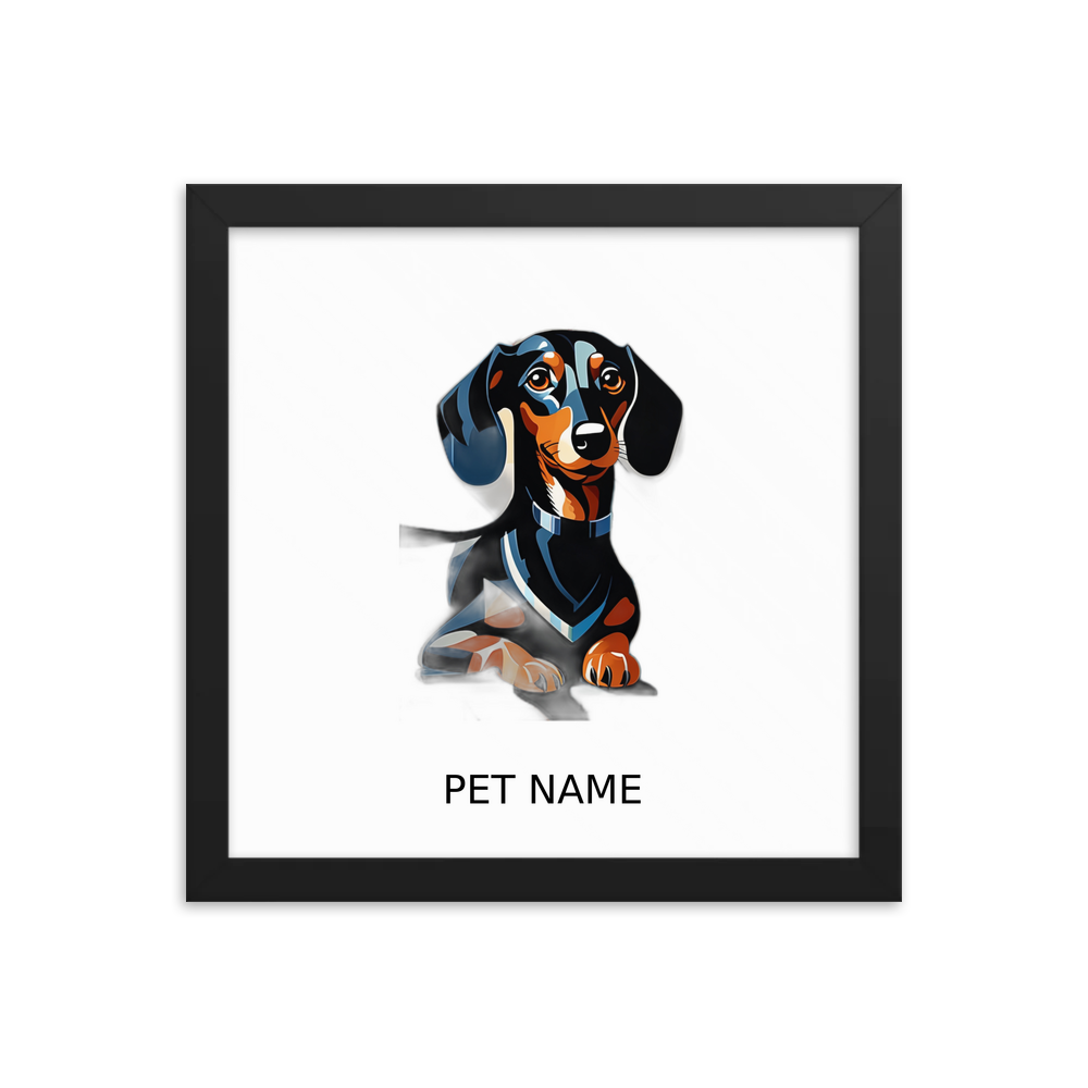 PugMug Custom Black Dachshund Framed Print with Your Pet’s Name