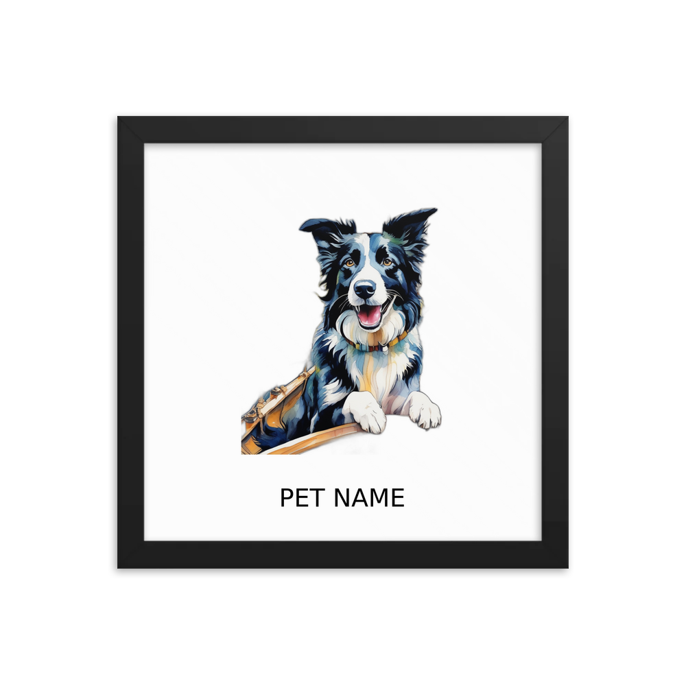 PugMug Custom Border Collie Framed Print with Your Pet’s Name