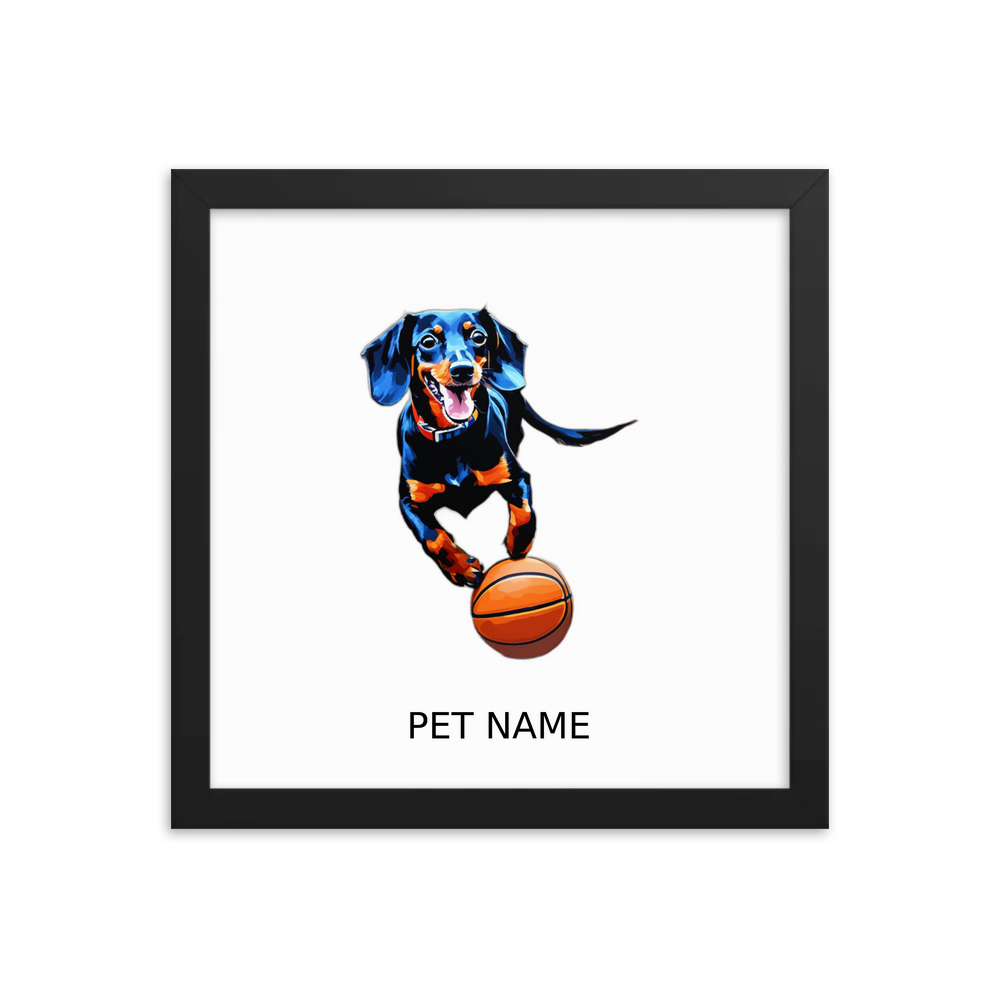 PugMug Custom Black Dachshund Framed Print with Your Pet’s Name