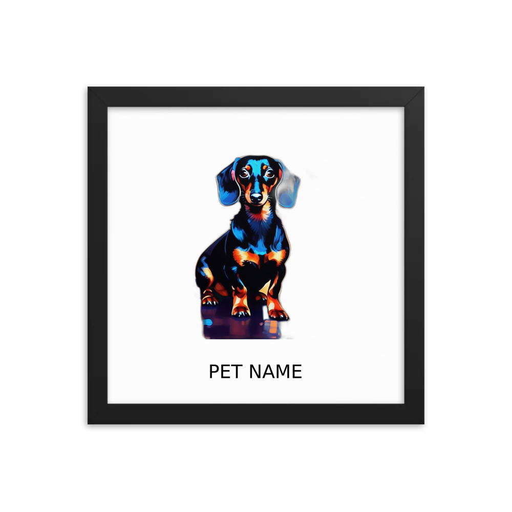 PugMug Custom Black Dachshund Framed Print with Your Pet’s Name
