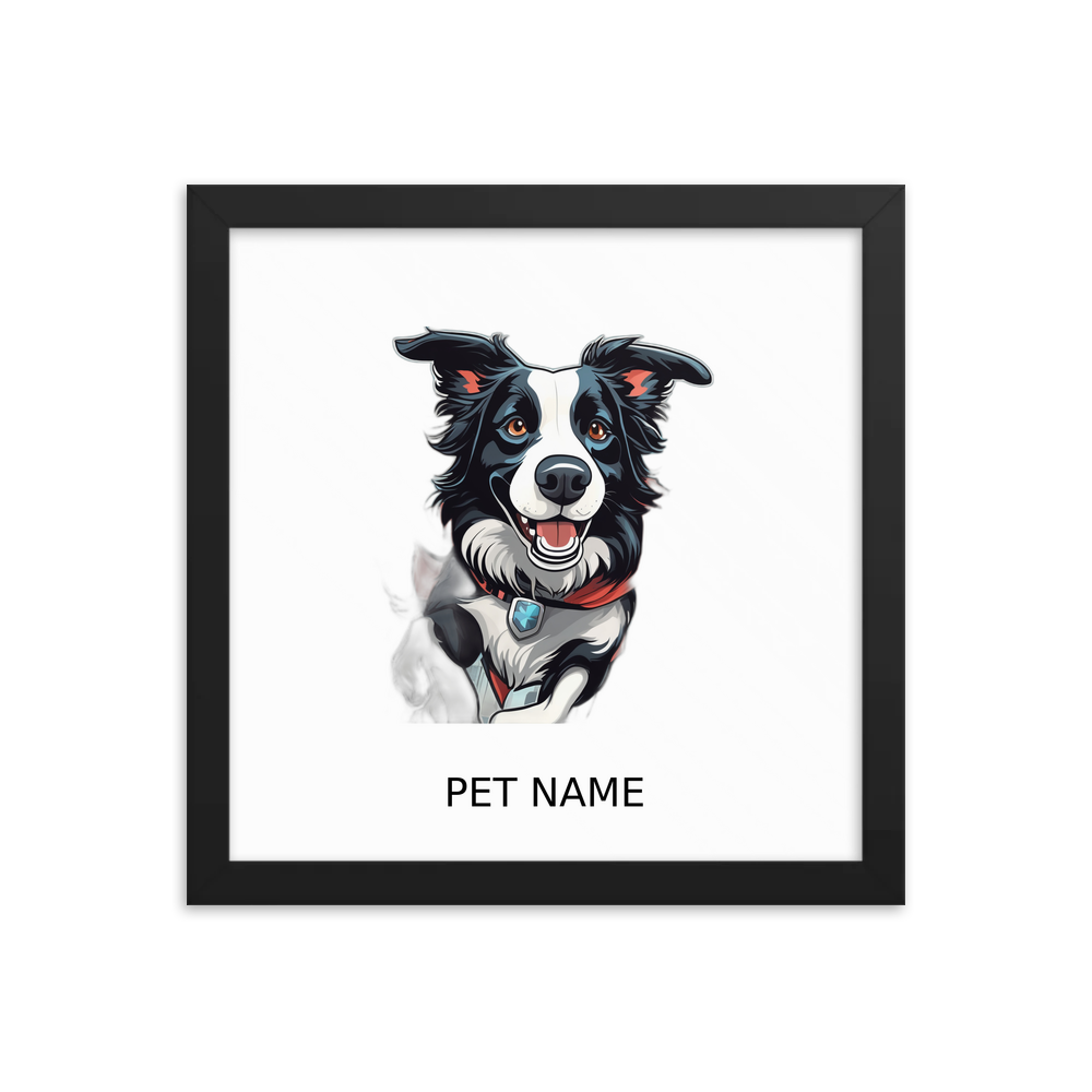 PugMug Custom Border Collie Framed Print with Your Pet’s Name