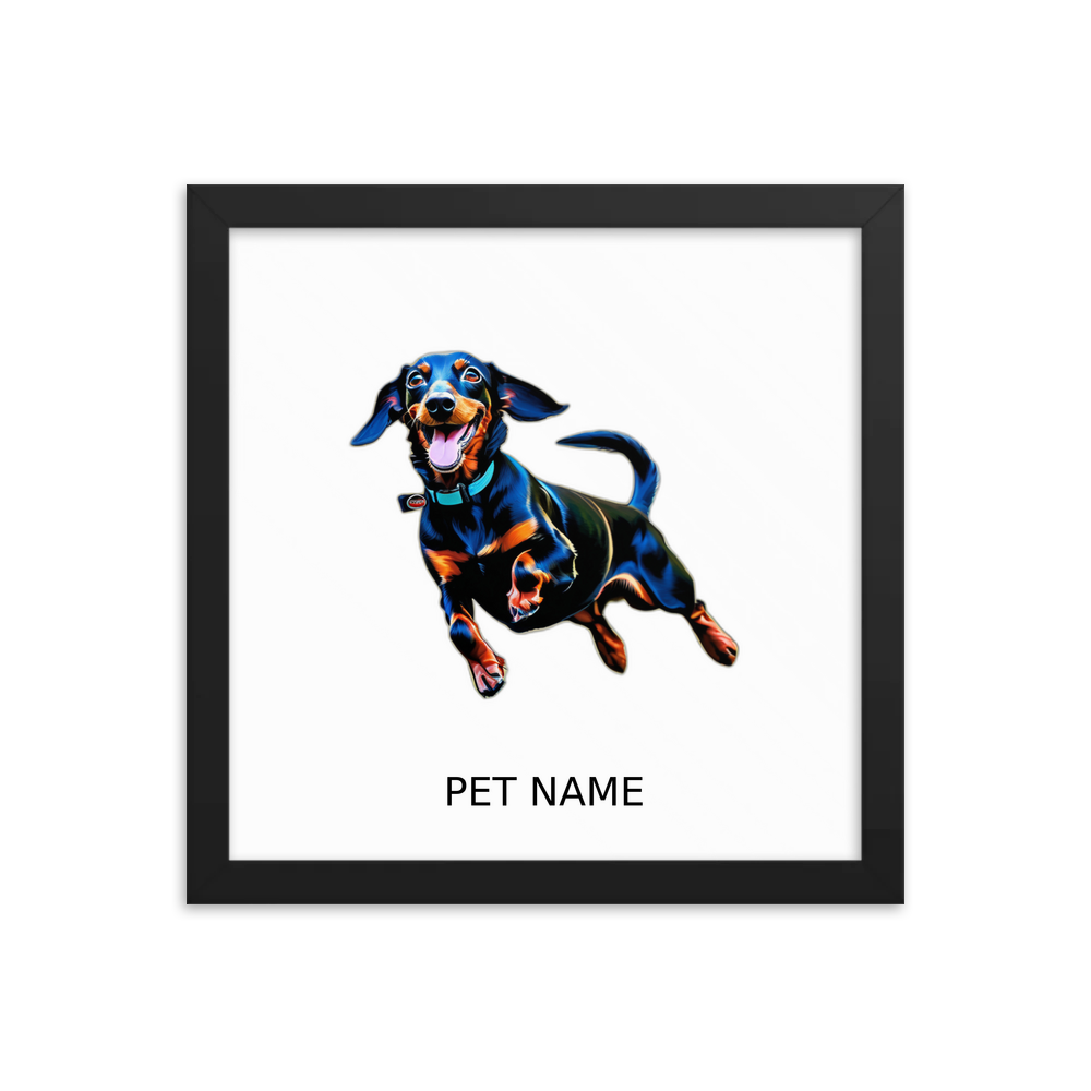PugMug Custom Black Dachshund Framed Print with Your Pet’s Name