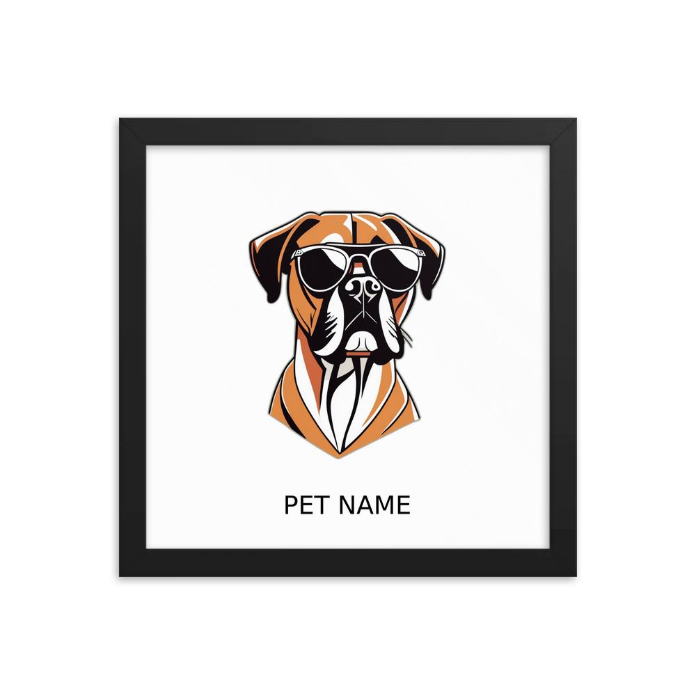 PugMug Custom Boxer Dog Framed Print with Your Pet’s Name