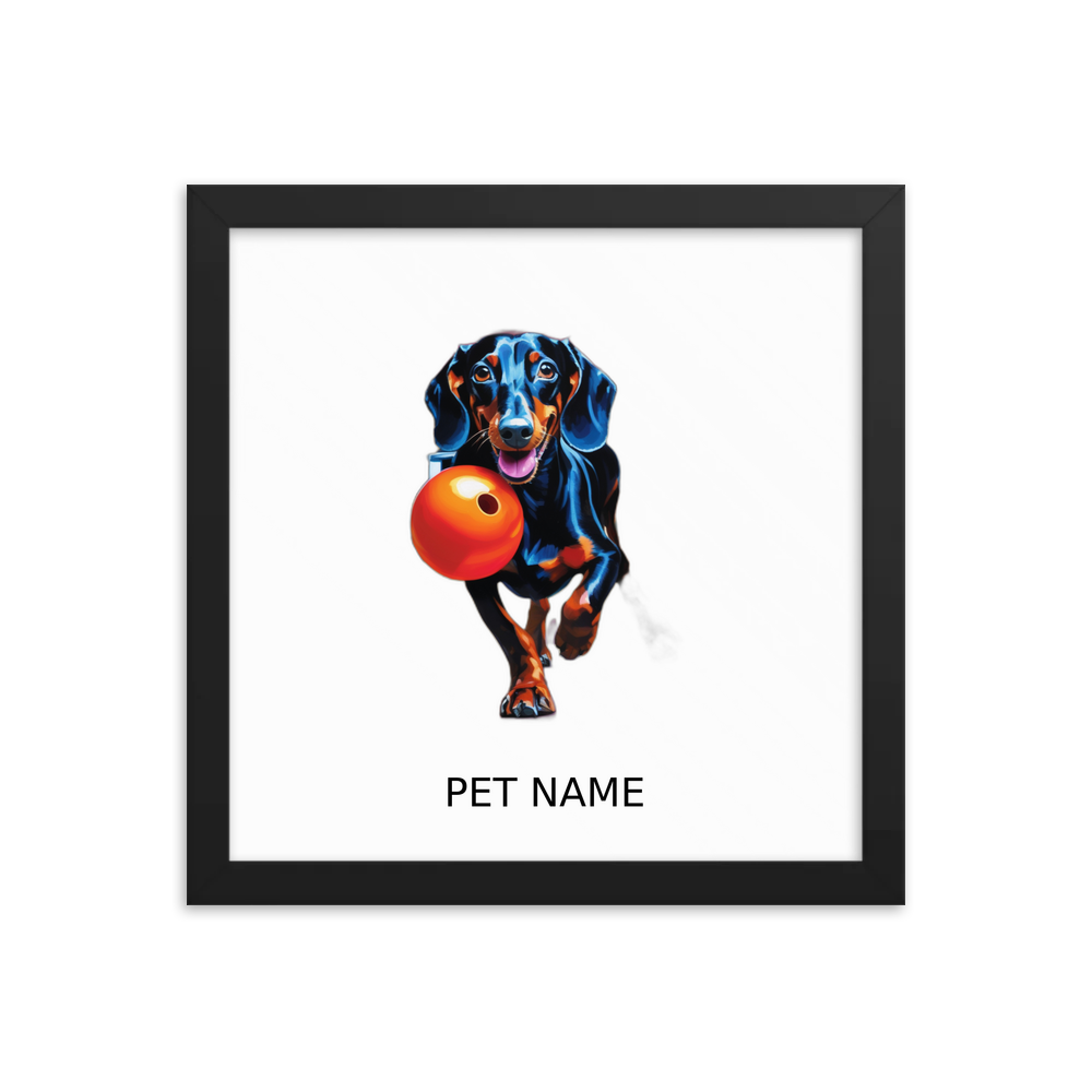 PugMug Custom Black Dachshund Framed Print with Your Pet’s Name
