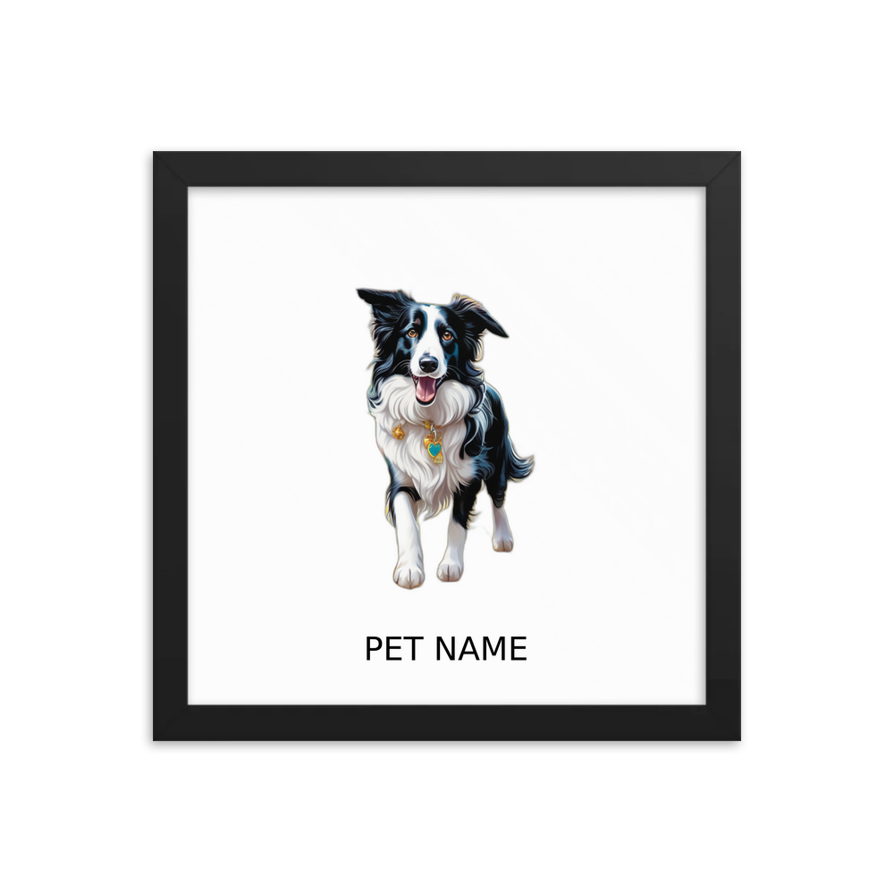 PugMug Custom Border Collie Framed Print with Your Pet’s Name