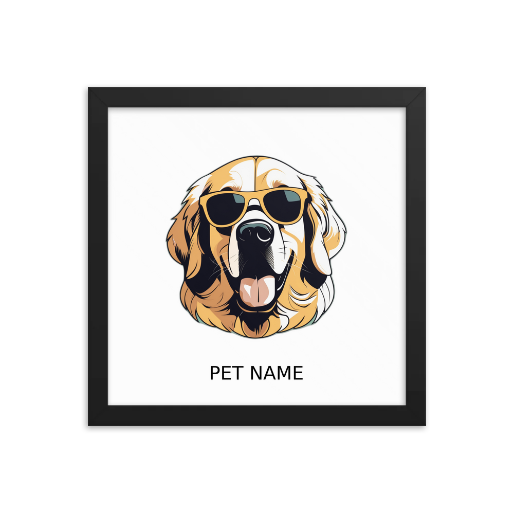 PugMug Custom Golden Retriever Framed Print with Your Pet’s Name