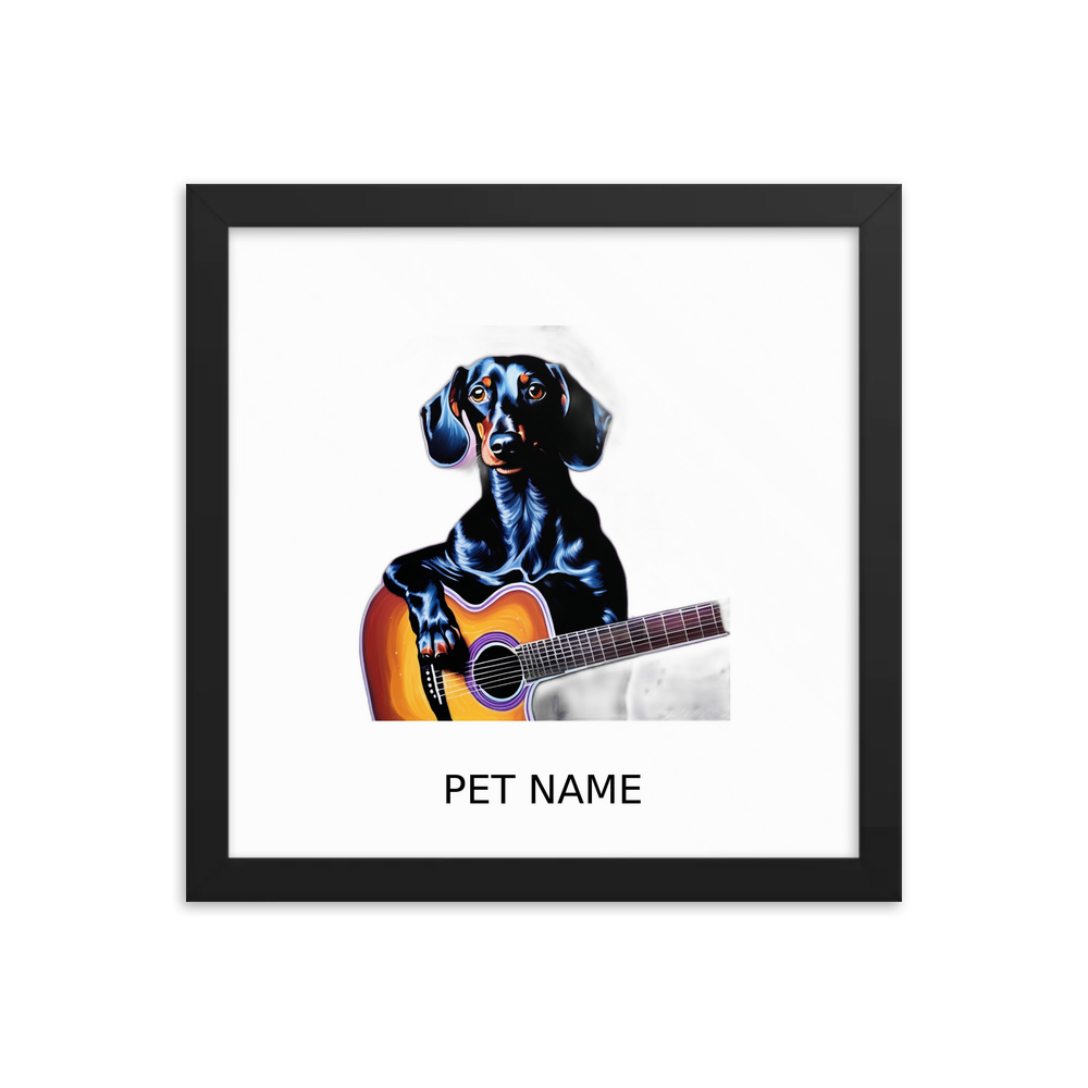 PugMug Custom Black Dachshund Framed Print with Your Pet’s Name