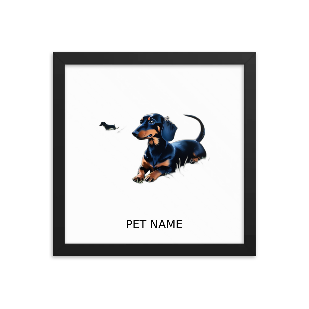 PugMug Custom Black Dachshund Framed Print with Your Pet’s Name