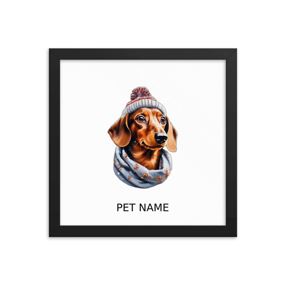 PugMug Custom Tan Dachshund Framed Print with Your Pet’s Name