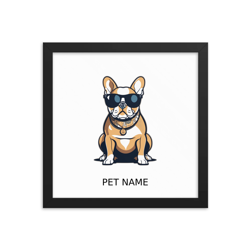 PugMug Custom Tan French Bulldog Framed Print with Your Pet’s Name