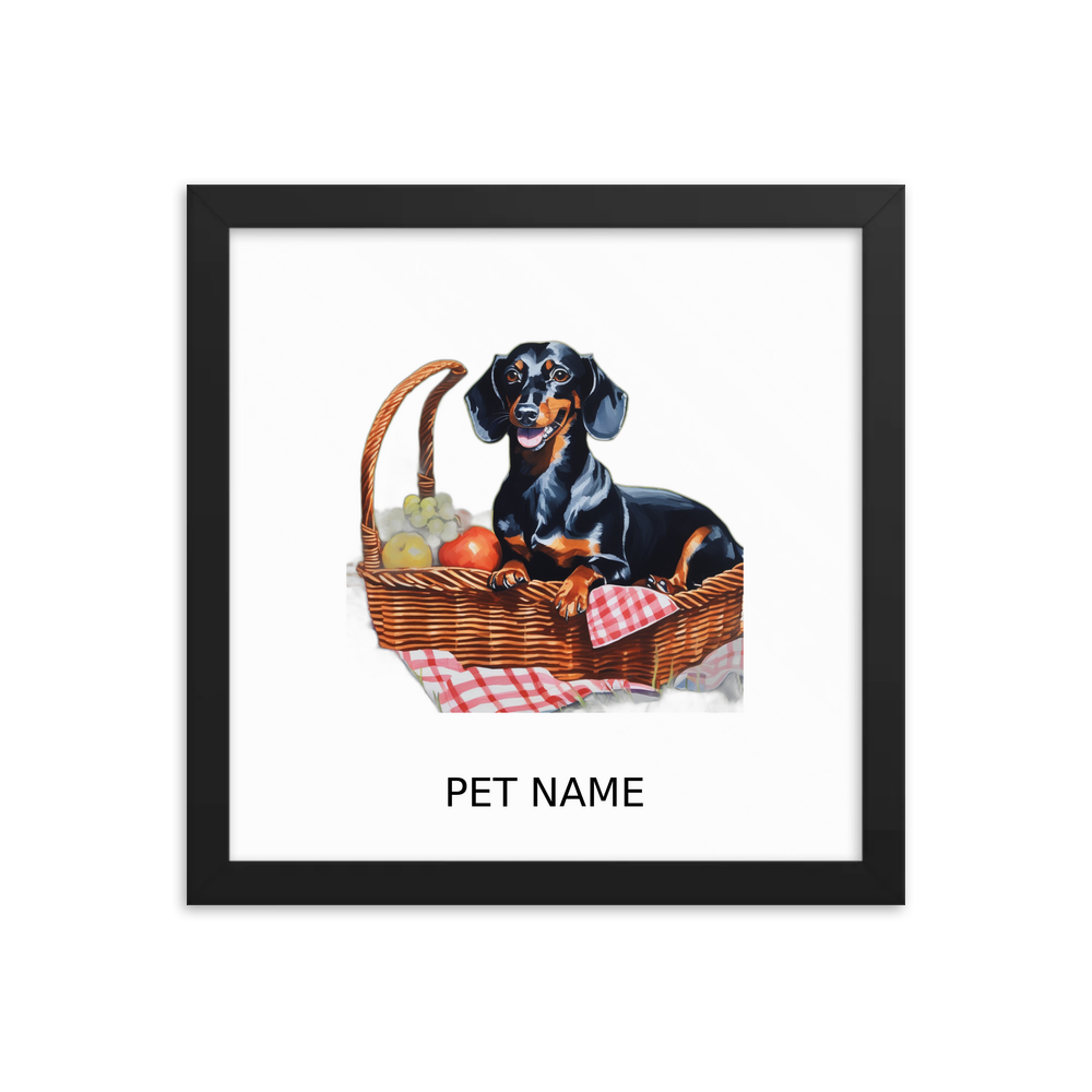 PugMug Custom Black Dachshund Framed Print with Your Pet’s Name
