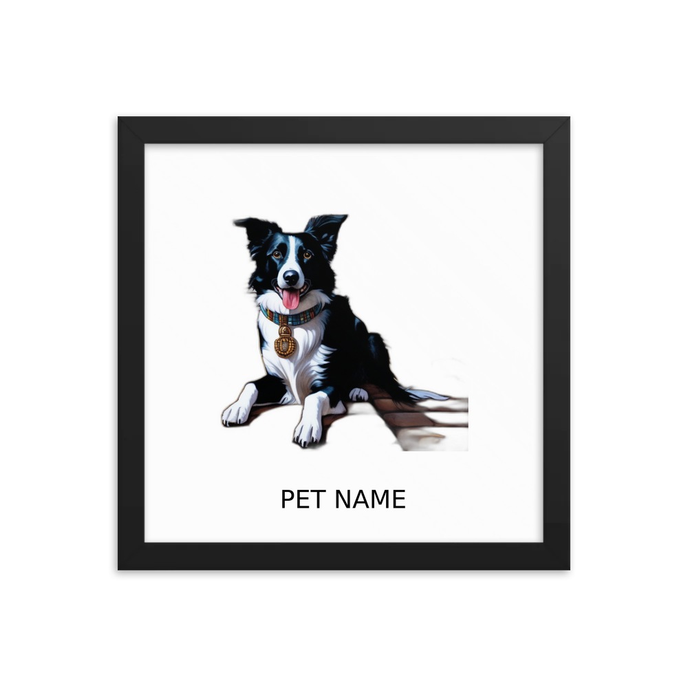 PugMug Custom Border Collie Framed Print with Your Pet’s Name