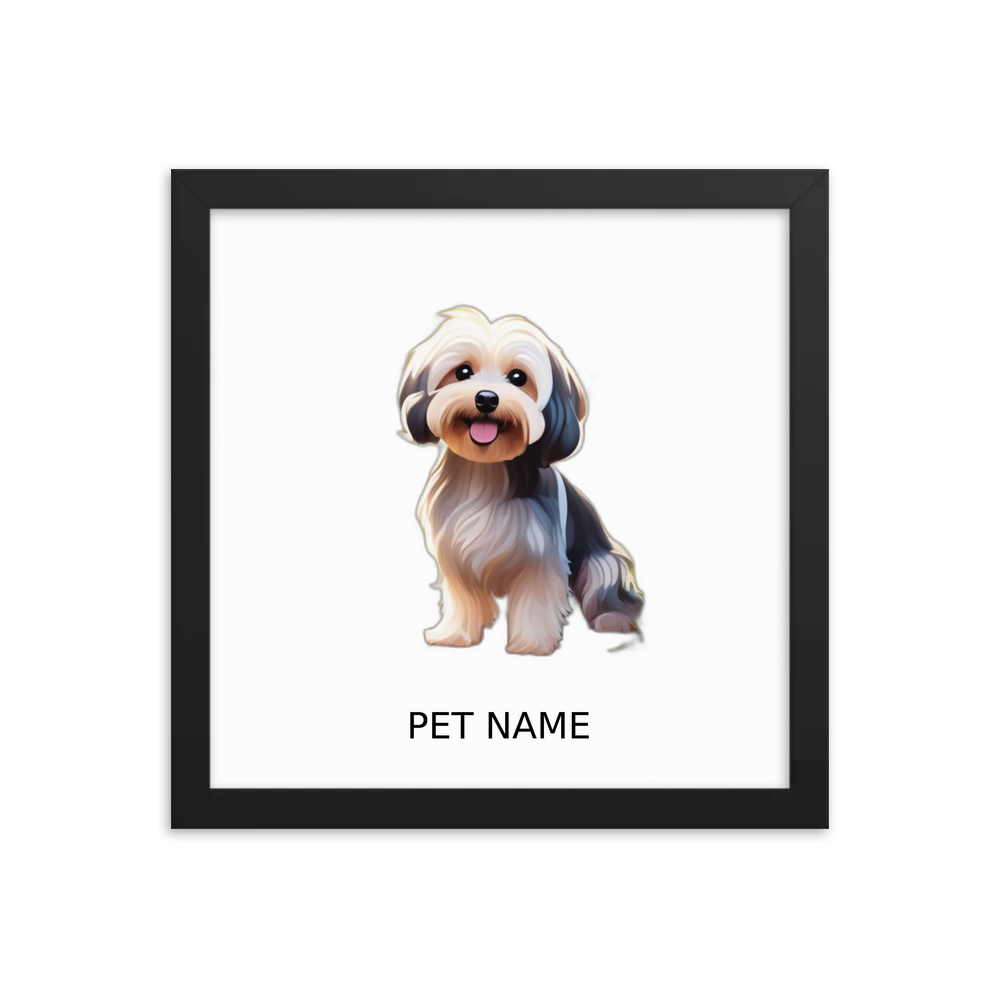PugMug Custom Tan Havanese Dog Framed Print with Your Pet’s Name