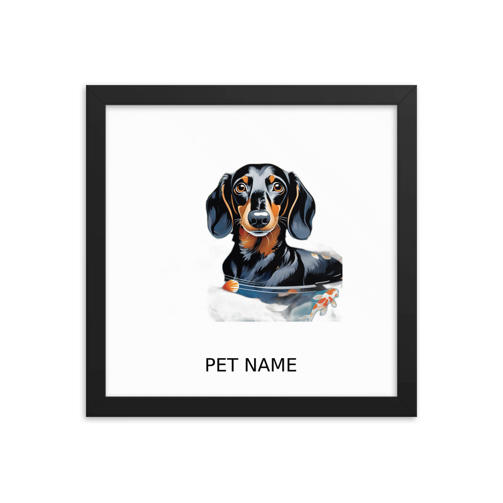 PugMug Custom Black Dachshund Framed Print with Your Pet’s Name
