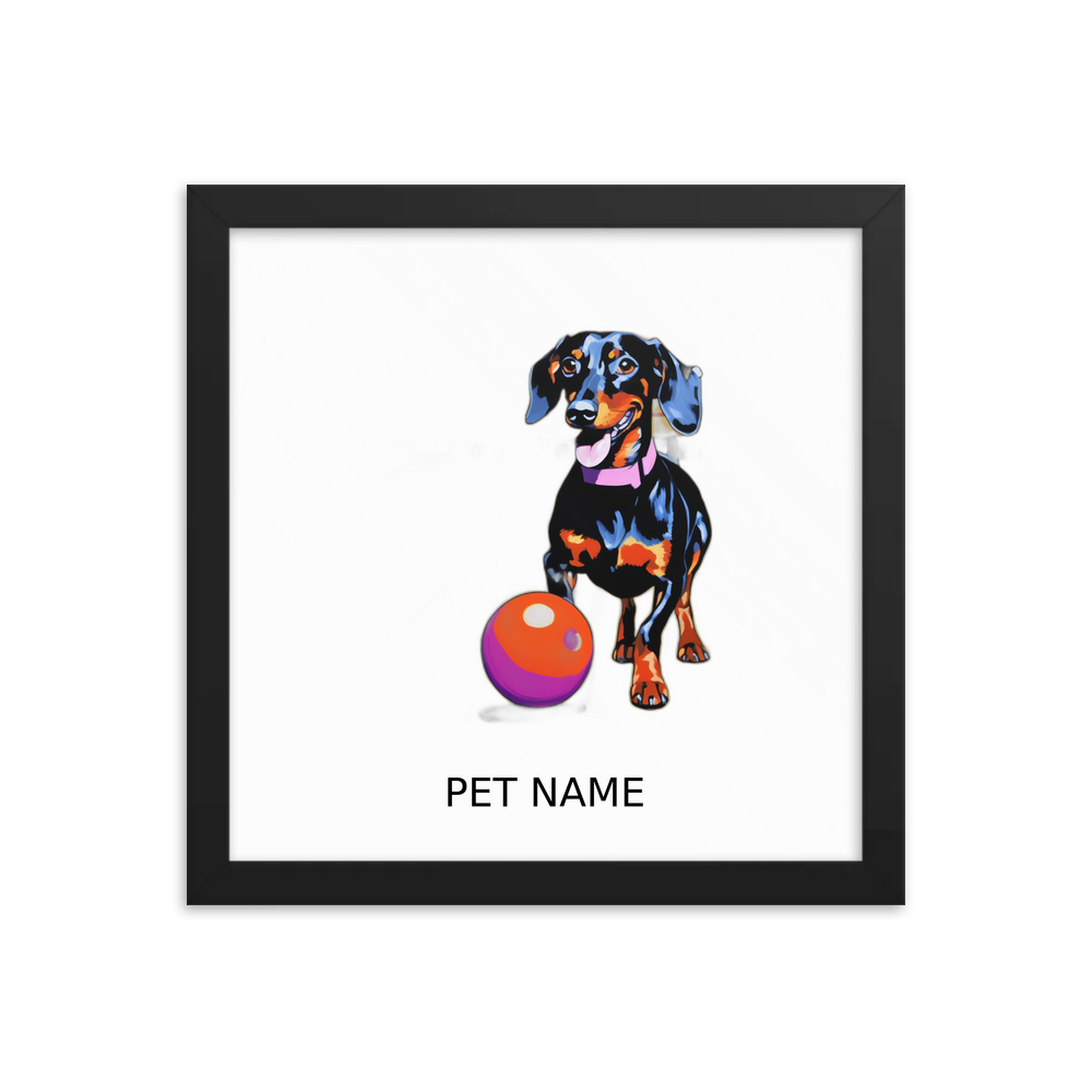 PugMug Custom Black Dachshund Framed Print with Your Pet’s Name