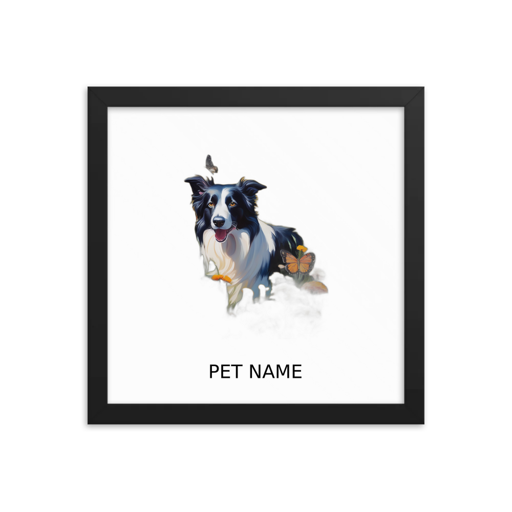 PugMug Custom Border Collie Framed Print with Your Pet’s Name