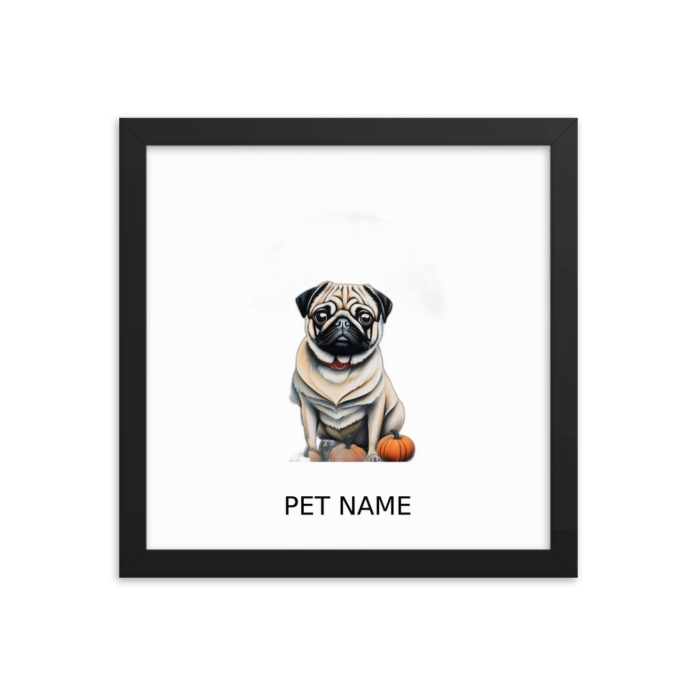 PugMug Custom Pug Framed Print with Your Pet’s Name