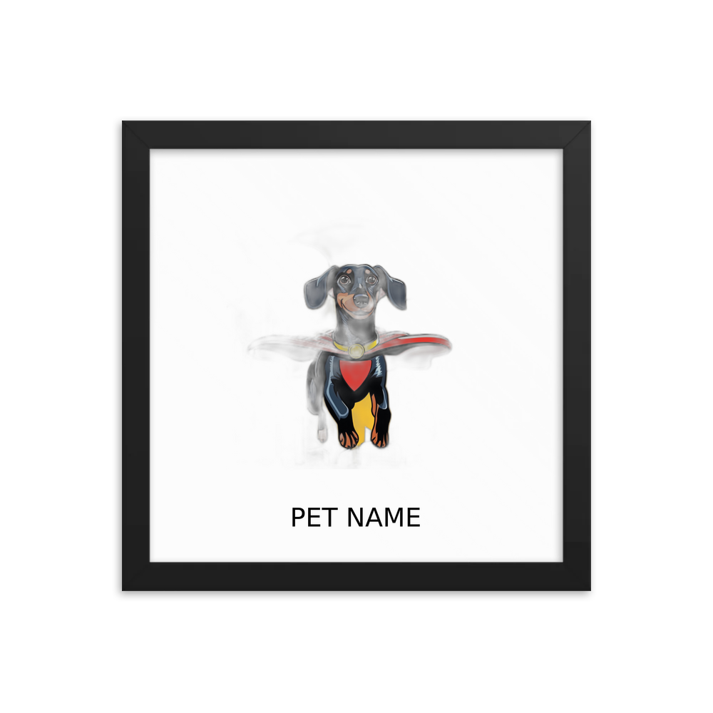 PugMug Custom Black Dachshund Framed Print with Your Pet’s Name