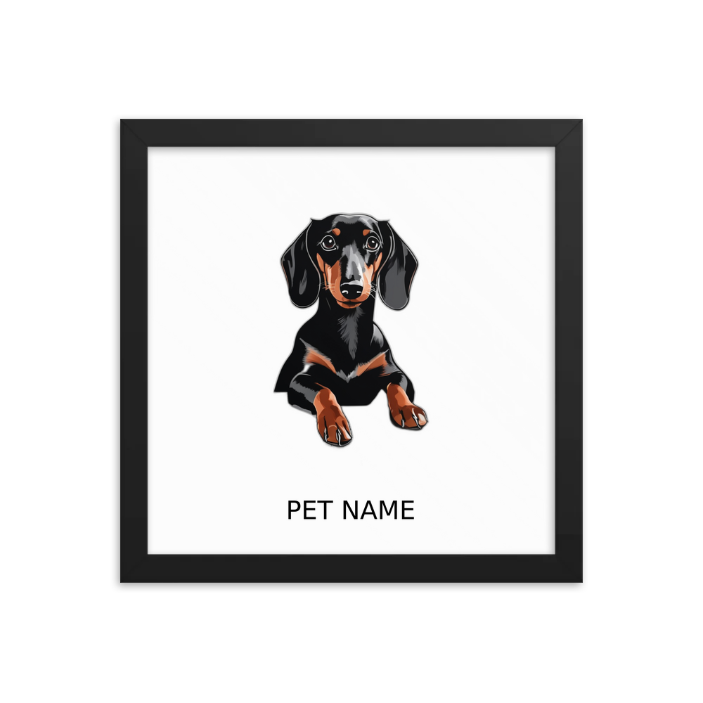 PugMug Custom Black Dachshund Framed Print with Your Pet’s Name