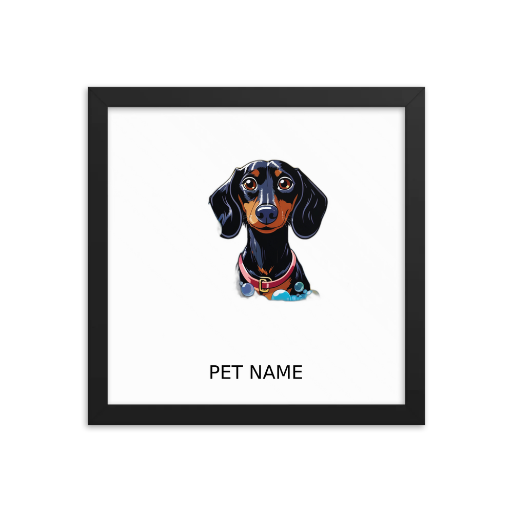 PugMug Custom Black Dachshund Framed Print with Your Pet’s Name