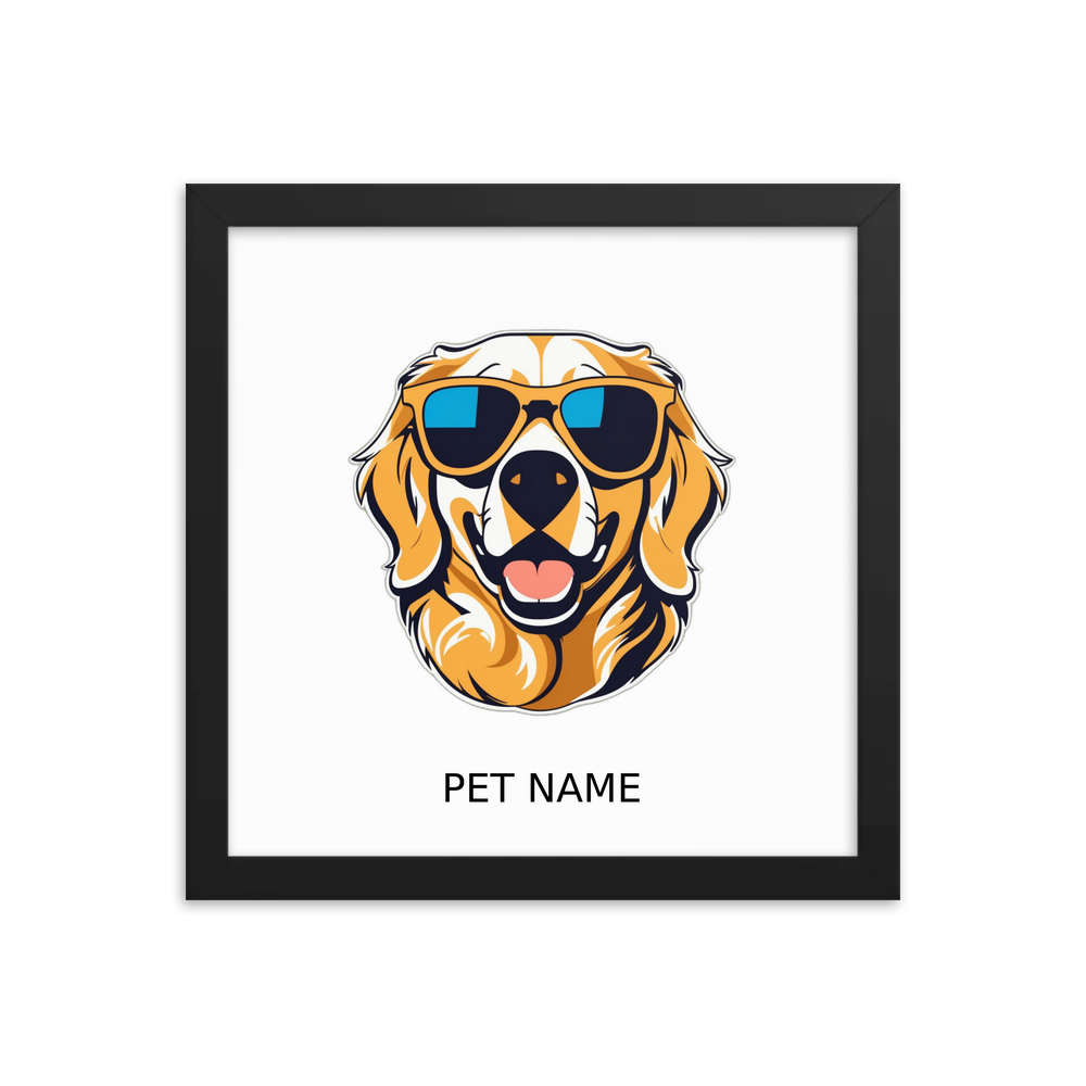 PugMug Custom Golden Retriever Framed Print with Your Pet’s Name