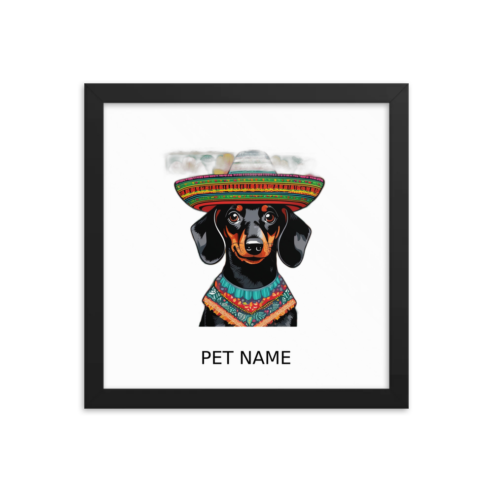 PugMug Custom Black Dachshund Framed Print with Your Pet’s Name