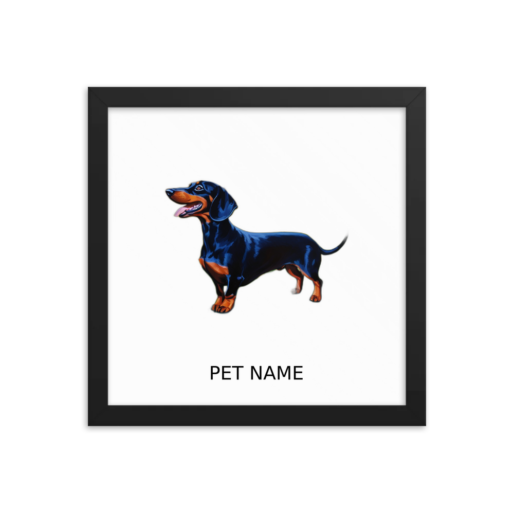 PugMug Custom Black Dachshund Framed Print with Your Pet’s Name