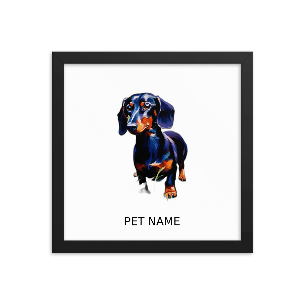 PugMug Custom Black Dachshund Framed Print with Your Pet’s Name