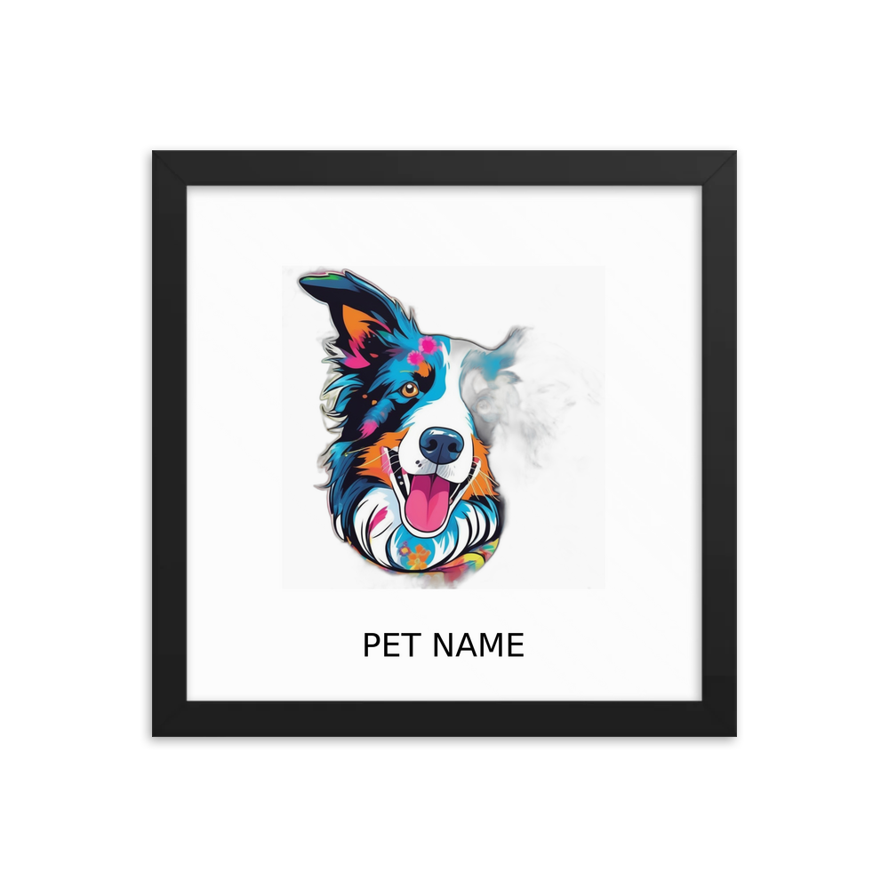 PugMug Custom Border Collie Framed Print with Your Pet’s Name