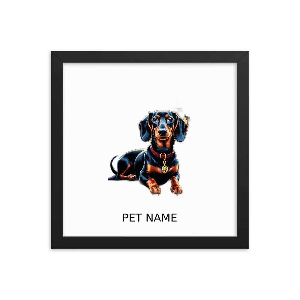 PugMug Custom Black Dachshund Framed Print with Your Pet’s Name