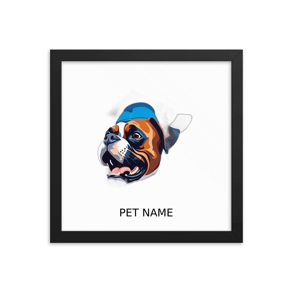 PugMug Custom Boxer Dog Framed Print with Your Pet’s Name
