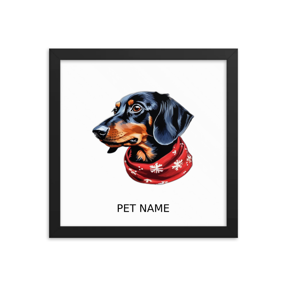 PugMug Custom Black Dachshund Framed Print with Your Pet’s Name